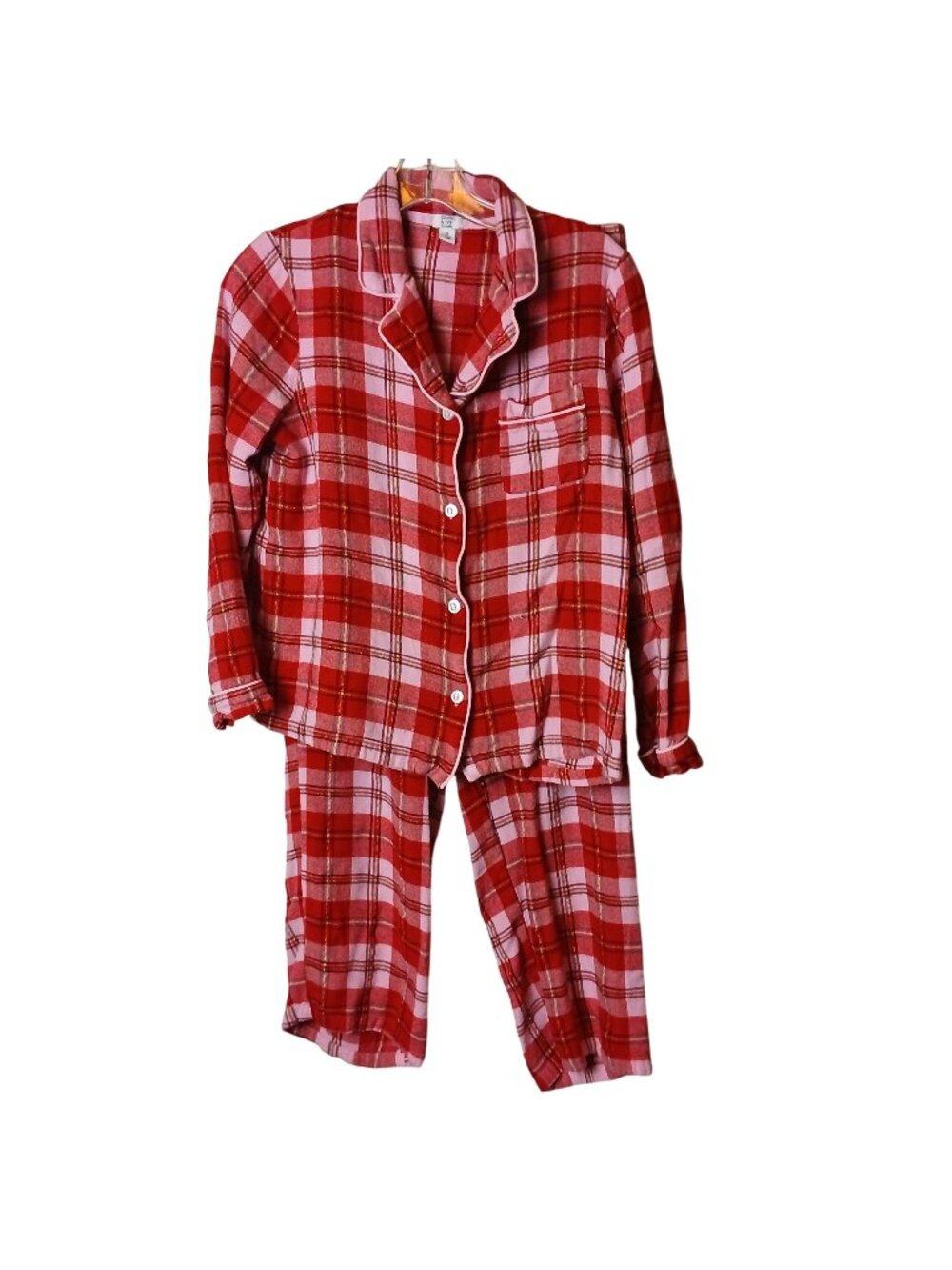Crown & Ivy Womens Small Red Plaid Flannel Pajama Pants Long Sleeve Pants #D-44